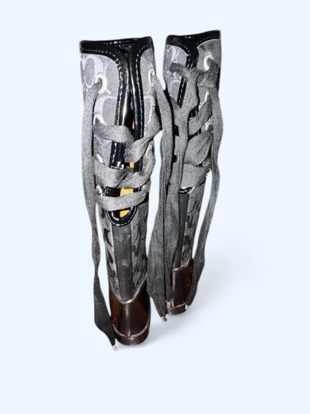 Coach Over-the-Knee Black Rain Boots with Signature Logo